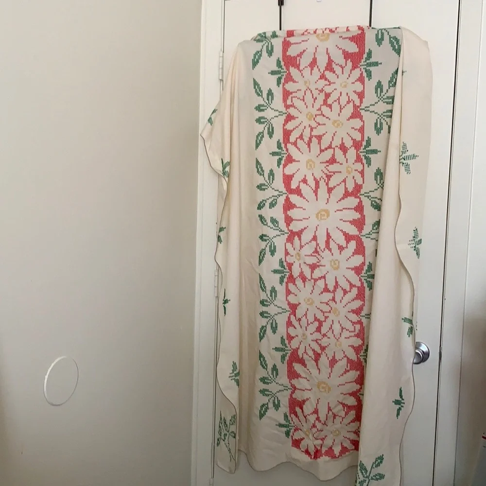 Handmade Sewn Stitched Table Cloth 50 x 67 Pre Owned Few Light Faint Stains